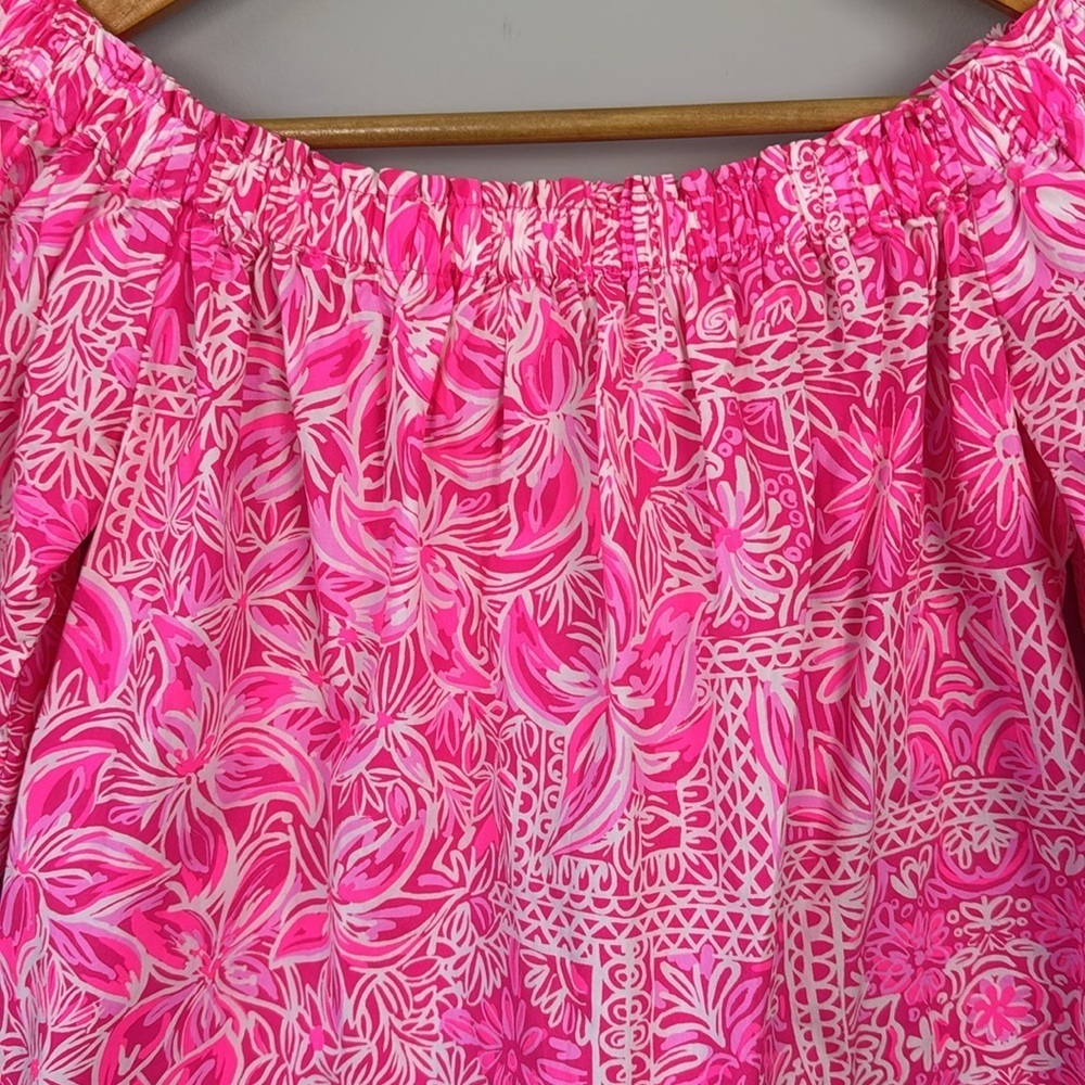 Lilly Pulitzer Winifred Off The Shoulder Top. New Blooms. Piñata Pink. Size S. - Picture 2 of 11